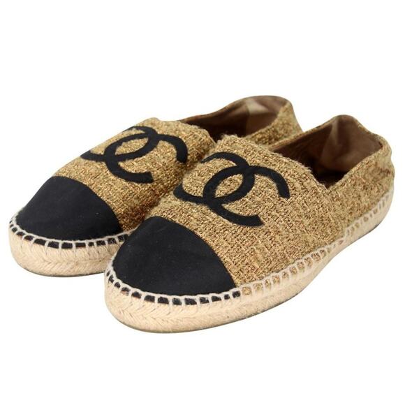 Chanel Crinkled 37 Tweed Cap Toe Runway Rare CC Flats CC-0712N-0009 - Picture 4 of 12